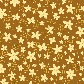 Susie Sunshine ditsy nutmeg Floral wallpaper scale