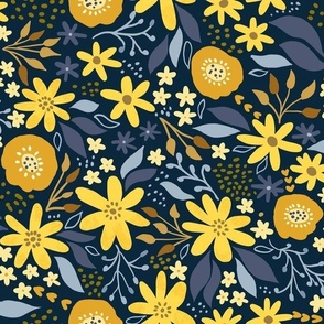 Susie Sunshine Floral on navy normal scale