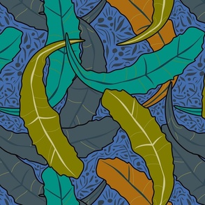 Art Nouveau Banksia blue