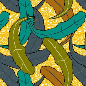 Art Nouveau Banksia leaves gold