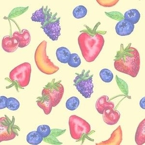 Fruit Summer Berries Strawberry Peach Cherry Coquette Preppy Peaches Blueberry Cherry BlackberryYellow