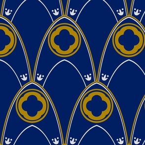 Art Nouveau Floral tiles dark blue