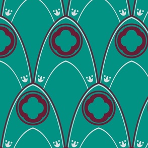 Art Nouveau Floral tiles jade