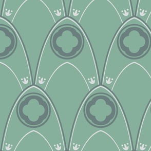 Art Nouveau Floral tiles green