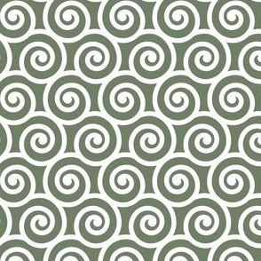 Bold Swirls on Mossy Green Pantone Mega Matters 6f8067: Extra Small
