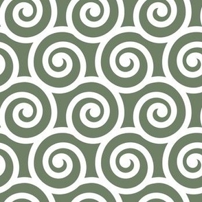Bold Swirls on Mossy Green Pantone Mega Matters 6f8067: Small