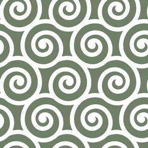 Bold Swirls on Mossy Green Pantone Mega Matters 6f8067: Medium