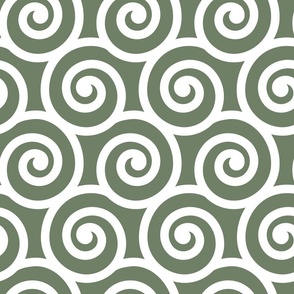 Bold Swirls on Mossy Green Pantone Mega Matters 6f8067: Large