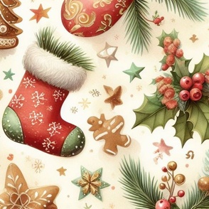 Christmas Gingerbread Stocking & Mistletoe