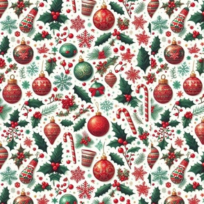 Christmas Ornaments Mistletoe Candy Cane Snowflakes
