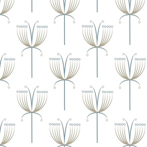 Coastal Tranquility -- Abstract Minimalist Floral in Dusky Blue and Khaki