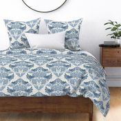 Modern Indigo: Symmetrical Floral Block Print