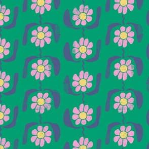 Block Print Flowers  - Large - Mint Green