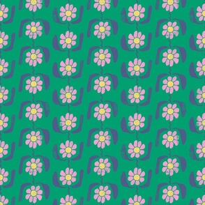 Block Print Flowers  - Small - Mint Green