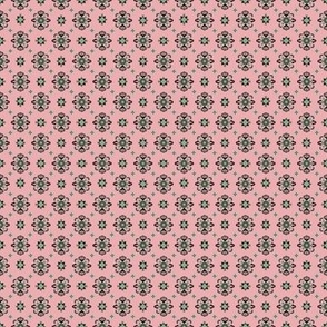 Abstract floral block print inspired in pink and green 