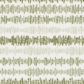 490 - Small scale organic wavy papercut graphic retro  shapes in monochromatic leaf green  stripes, irregular wonky patterns for wallpaper, duvet covers, kids and adult apparel, crafts, bags and lampshades.