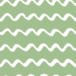 Mint green and white hand-drawn wavy strokes - minimalist freehand waves 