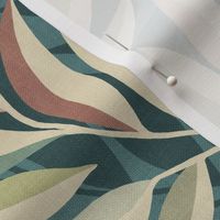Peaceful Foliage and Shadows in Teal, Sage, Cream and Pink Medium Print
