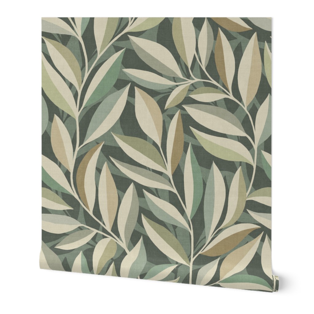 Peaceful Foliage and Shadows in Calm Neutrals Large Print