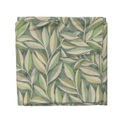 Tranquil Whispering Leaves in Sage Green, Olive and Cream Large Print