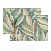 Pastel Tranquil Whispering Leaves with Blush and Sage Large Print