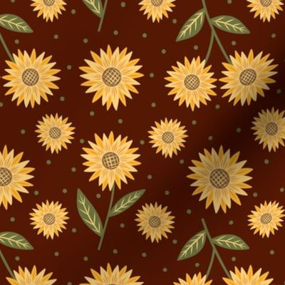 Small Dainty Sunflowers on Auburn