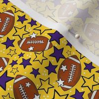 Small Scale Team Spirit Footballs and Stars in LSU Tigers Colors Purple and Yellow Gold