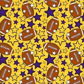 Small Scale Team Spirit Footballs and Stars in LSU Tigers Colors Purple and Yellow Gold