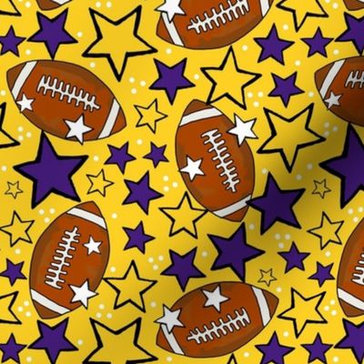 Medium Scale Team Spirit Footballs and Stars in LSU Tigers Colors Purple and Yellow Gold