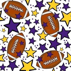 Medium Scale Team Spirit Footballs and Stars in LSU Tigers Colors Purple and Yellow Gold