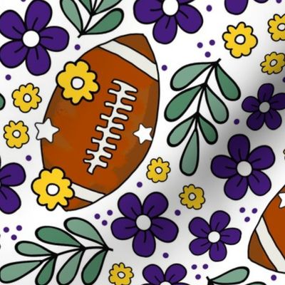 Large Scale Team Spirit Football Floral in LSU Tigers Colors Purple and Yellow Gold