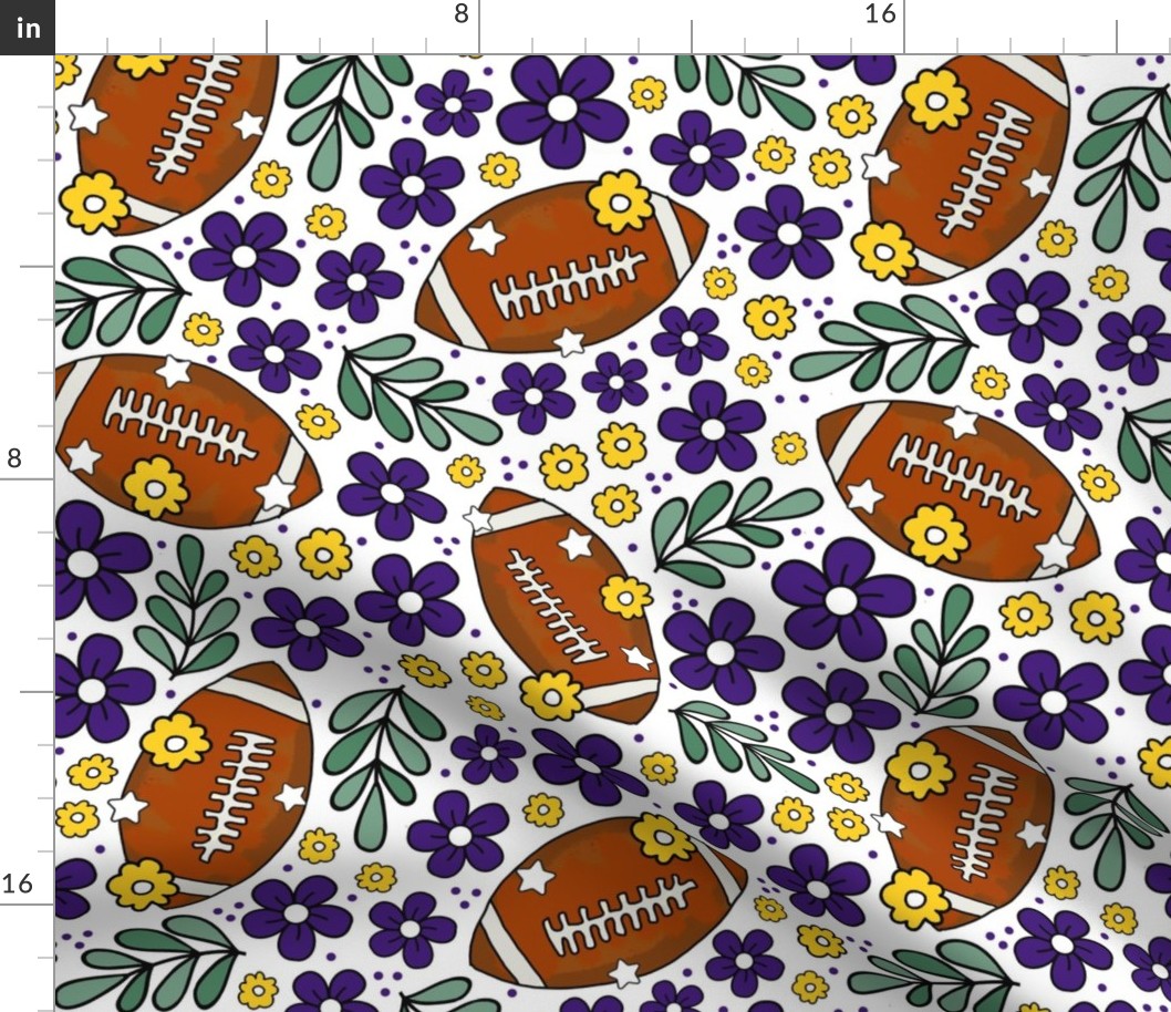 Large Scale Team Spirit Football Floral in LSU Tigers Colors Purple and Yellow Gold