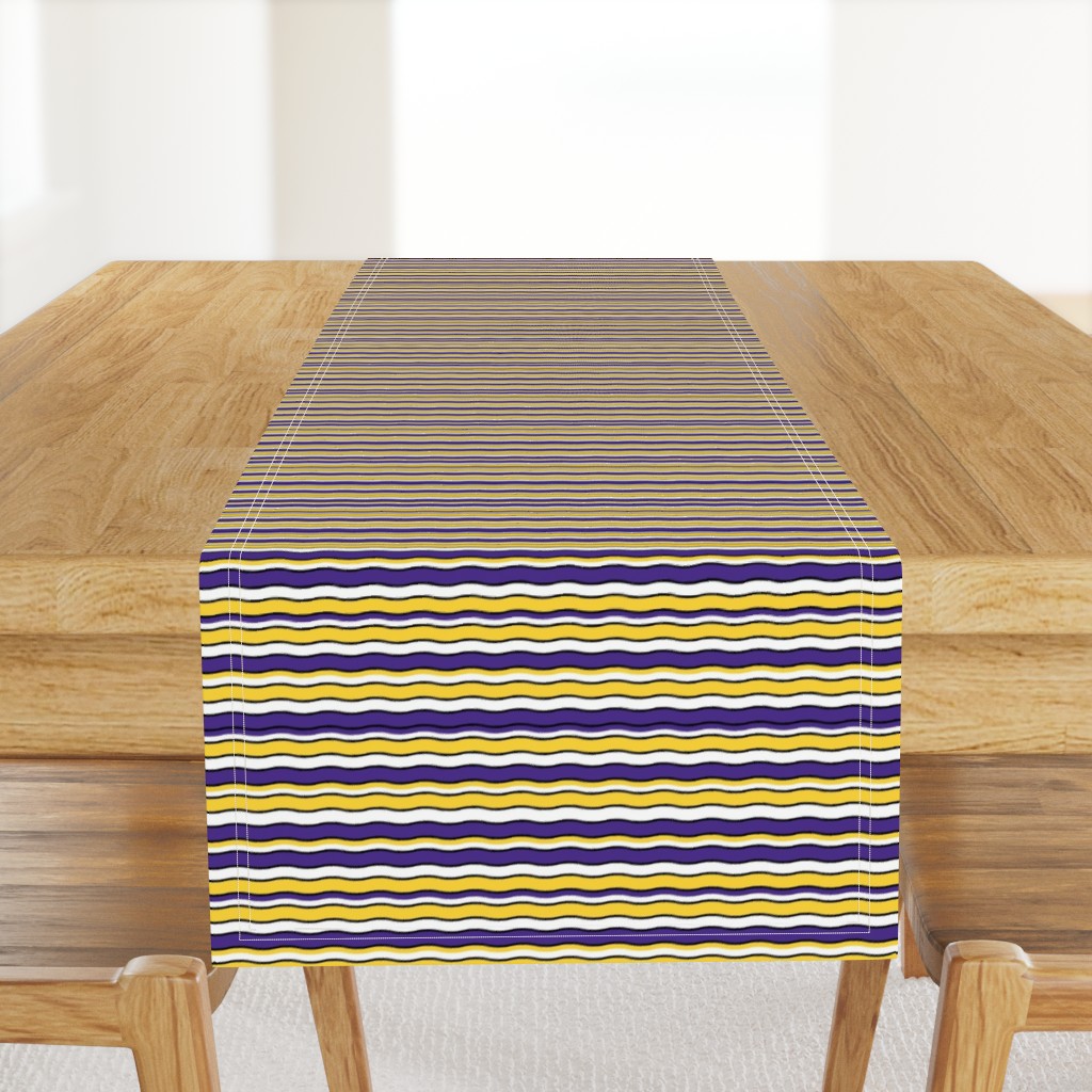 Medium Scale Team Spirit Football Wavy Stripes in LSU Tigers Colors Purple and Yellow Gold