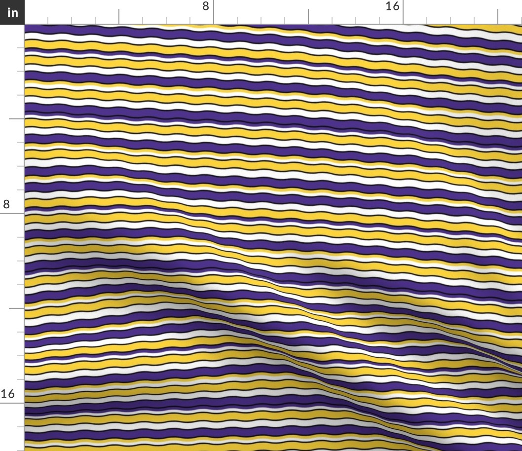 Medium Scale Team Spirit Football Wavy Stripes in LSU Tigers Colors Purple and Yellow Gold