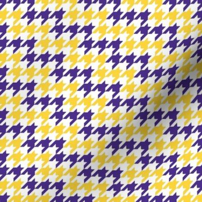 Small Scale Team Spirit Football Houndstooth in LSU Tigers Colors Purple and Yellow Gold