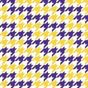 Small Scale Team Spirit Football Houndstooth in LSU Tigers Colors Purple and Yellow Gold