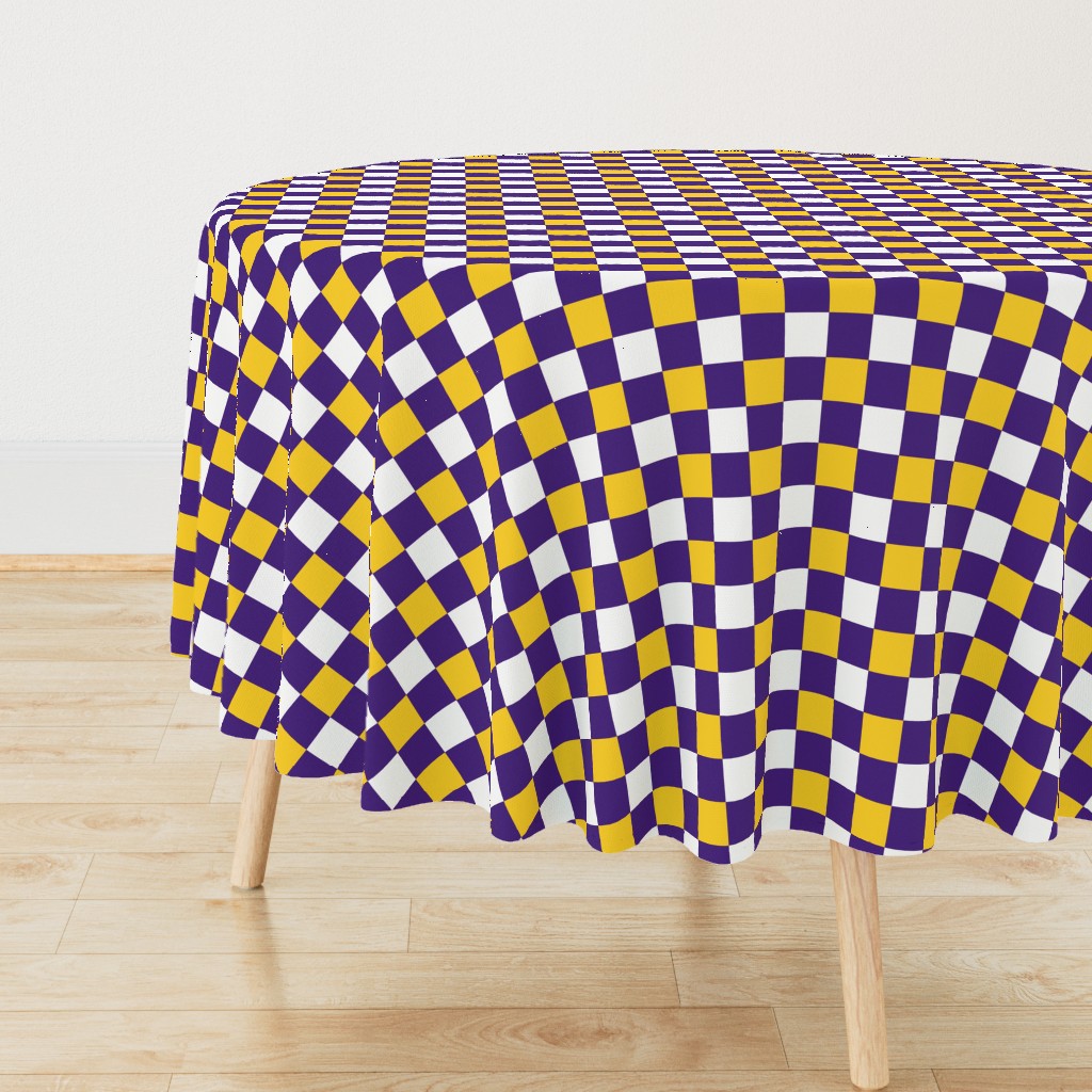 Medium Scale Team Spirit Football Checkerboard in LSU Tigers Colors Purple and Yellow Gold