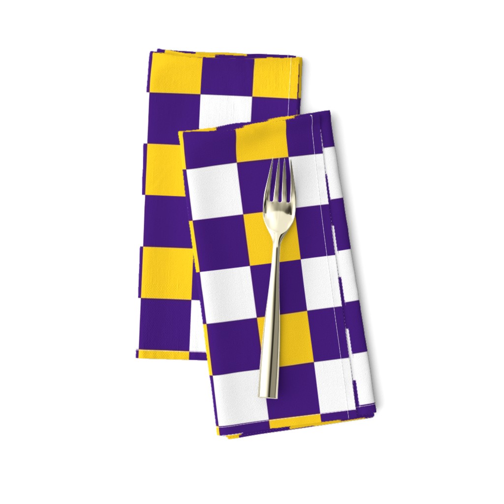 Medium Scale Team Spirit Football Checkerboard in LSU Tigers Colors Purple and Yellow Gold