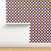 Medium Scale Team Spirit Football Checkerboard in LSU Tigers Colors Purple and Yellow Gold