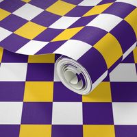 Medium Scale Team Spirit Football Checkerboard in LSU Tigers Colors Purple and Yellow Gold