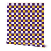 Medium Scale Team Spirit Football Checkerboard in LSU Tigers Colors Purple and Yellow Gold