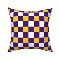 Medium Scale Team Spirit Football Checkerboard in LSU Tigers Colors Purple and Yellow Gold