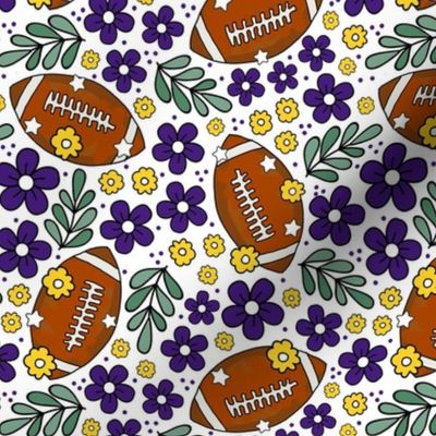 Medium Scale Team Spirit Football Floral in LSU Tigers Colors Purple and Yellow Gold