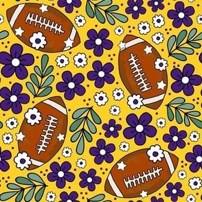 Medium Scale Team Spirit Football Floral in LSU Tigers Colors Purple and Yellow Gold