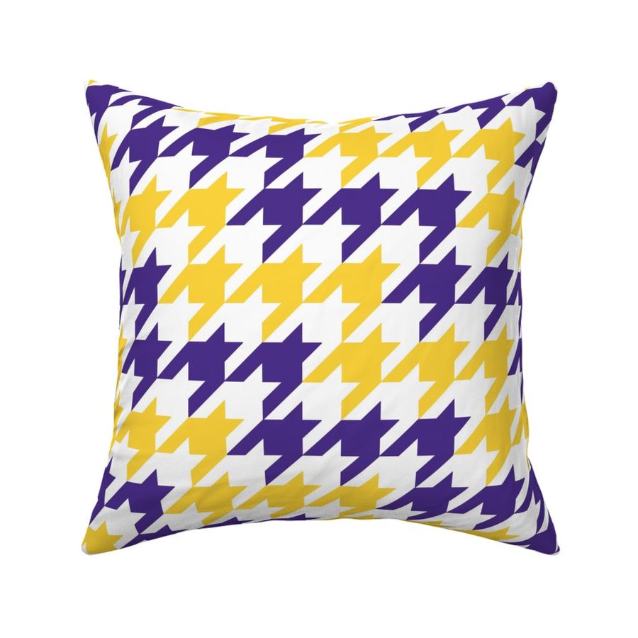 Large Scale Team Spirit Football Houndstooth in LSU Tigers Colors Purple and Yellow Gold