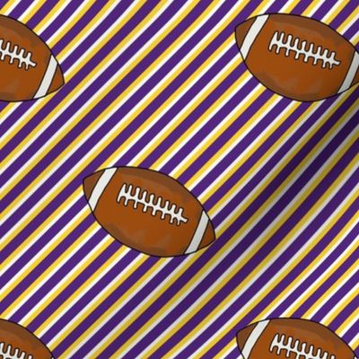 Bigger Scale Team Spirit Football Diagonal Sporty Stripes in LSU Tigers Colors Purple and Yellow Gold