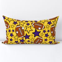 Large Scale Team Spirit Footballs and Stars in LSU Tigers Colors Purple and Yellow Gold 