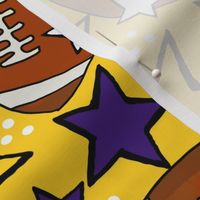 Large Scale Team Spirit Footballs and Stars in LSU Tigers Colors Purple and Yellow Gold 