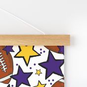 Large Scale Team Spirit Footballs and Stars in LSU Tigers Colors Purple and Yellow Gold