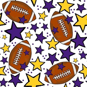 Large Scale Team Spirit Footballs and Stars in LSU Tigers Colors Purple and Yellow Gold